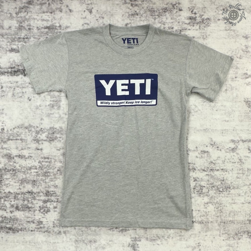 Brand New, No Tags - Yeti Ice‎ Coolers Logo T-Shirt - Grey Blue - Men's Small